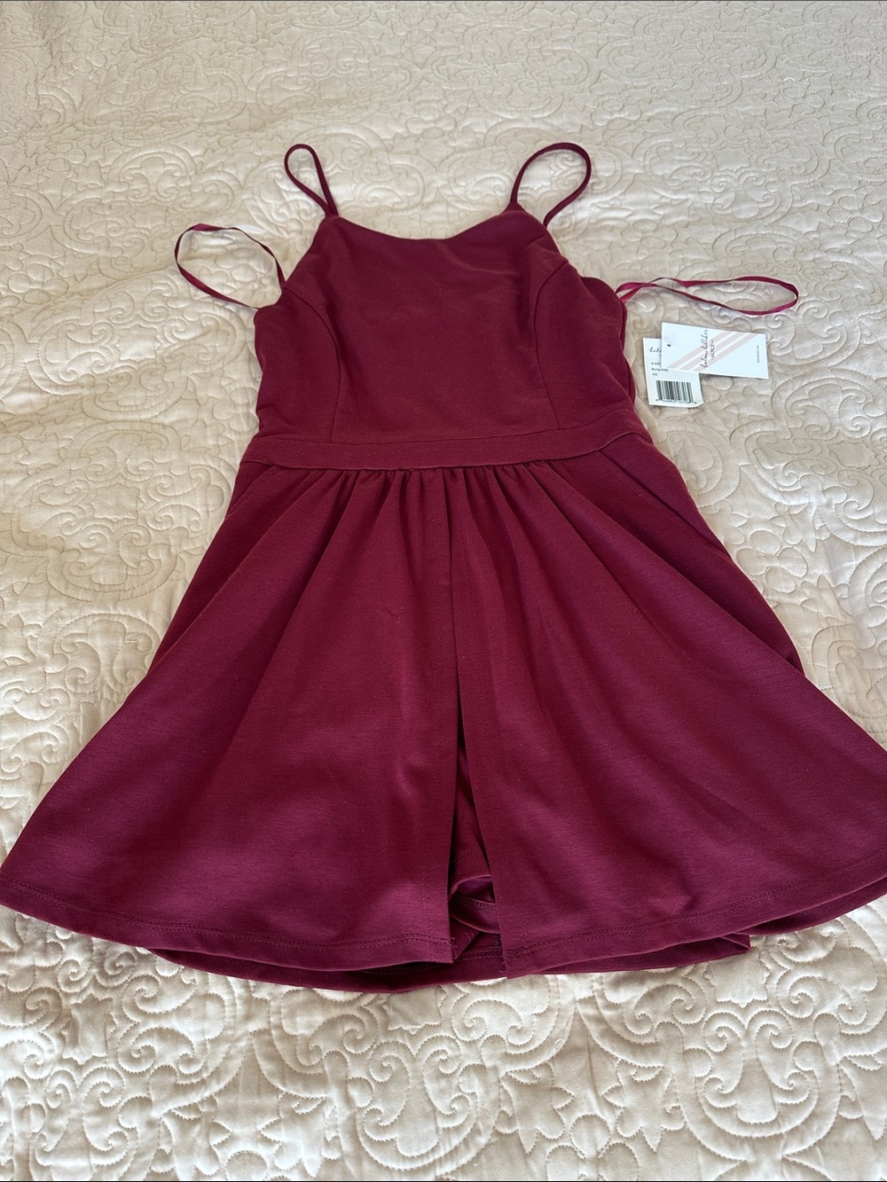 Alyce Paris Wine Red Spaghetti-Strap Skater Dress